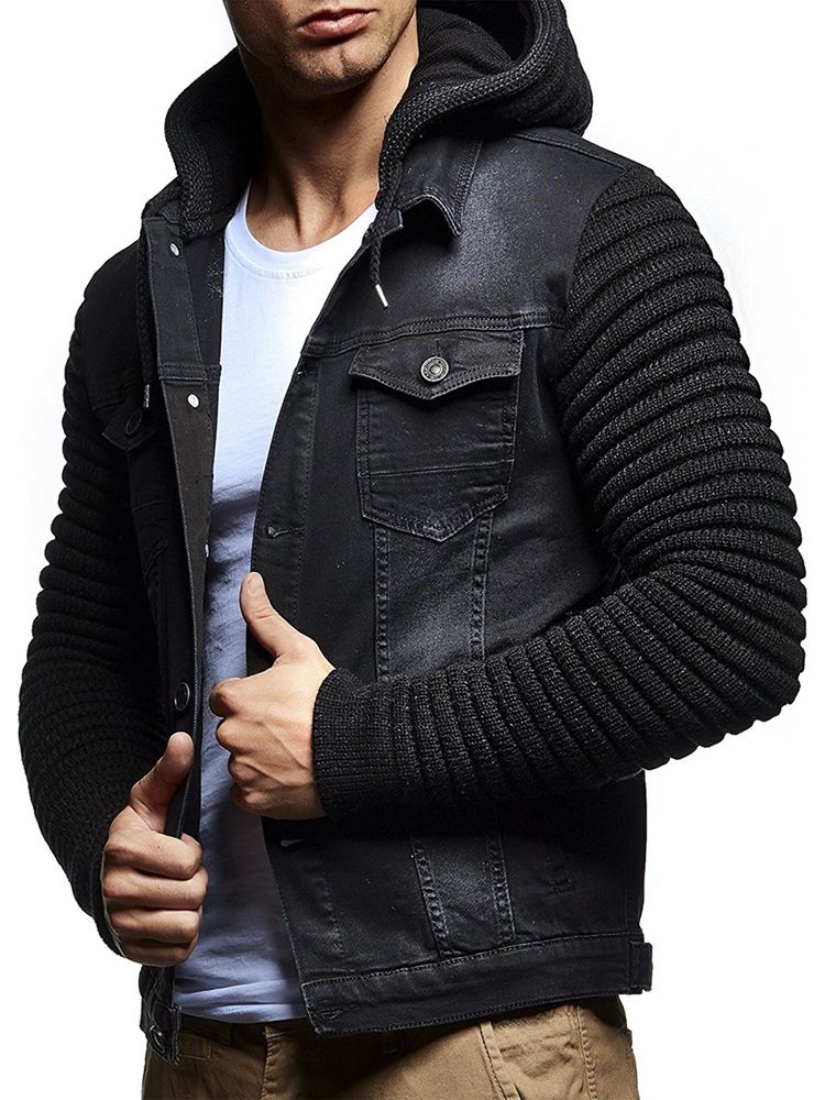 Veste À Capuche Pour Hommes Avec Poches Patchwork