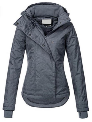 Veste À Capuche Slim Unie À Fermeture Éclair Pour Femme