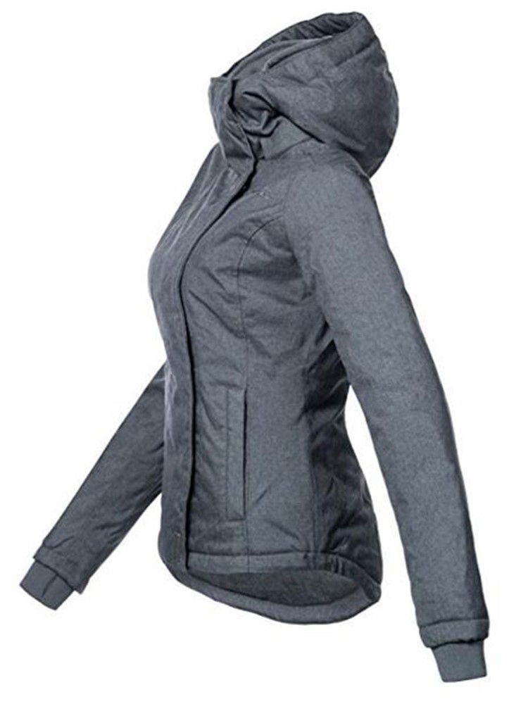 Veste À Capuche Slim Unie À Fermeture Éclair Pour Femme