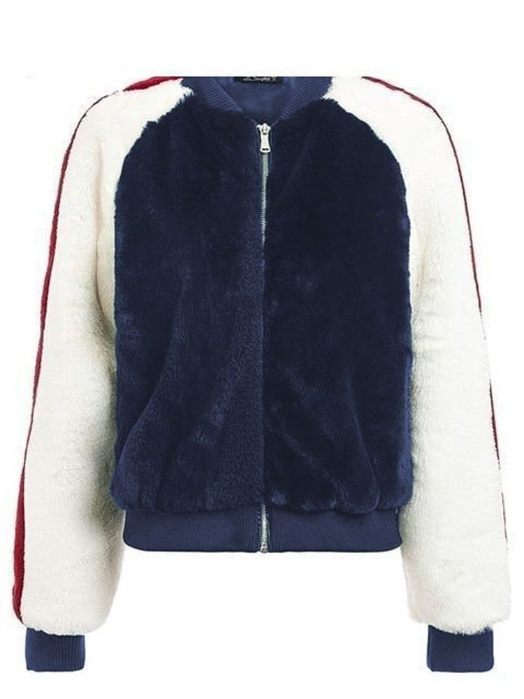 Veste À Col Rond Standard À Manches Longues Et Fermeture Éclair Pour Femmes