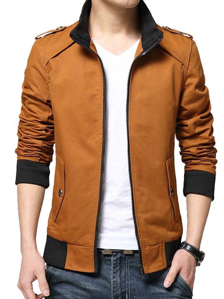 Veste Courte Pour Hommes À Fermeture Éclair Et Col Montant