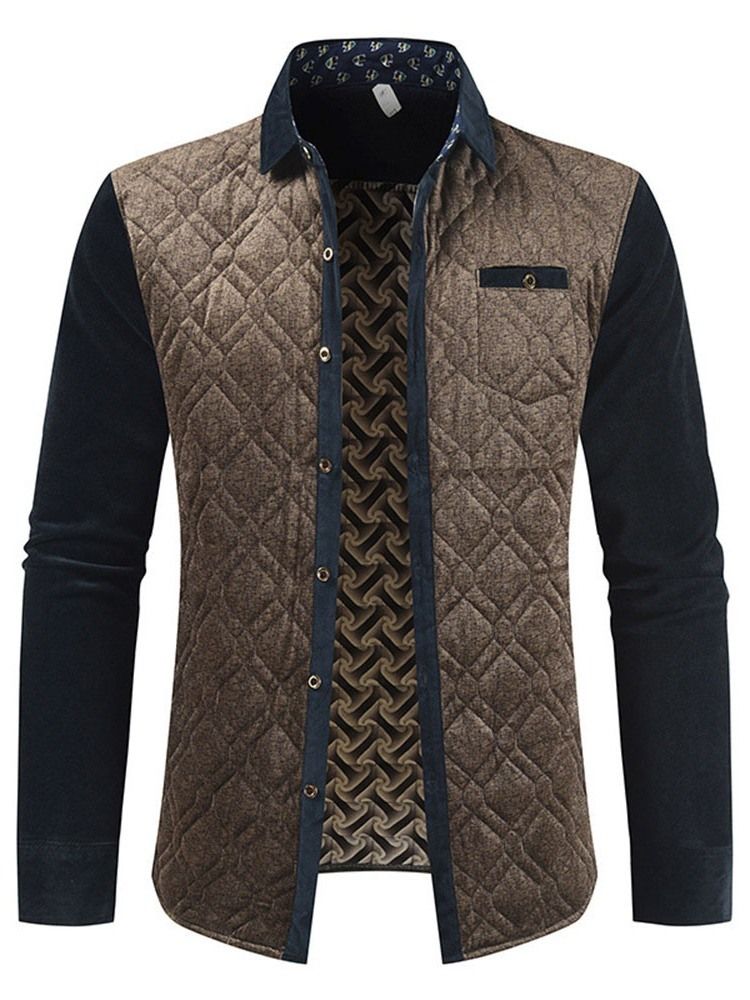 Veste D'automne Pour Hommes Avec Revers Et Patchwork À Blocs De Couleurs