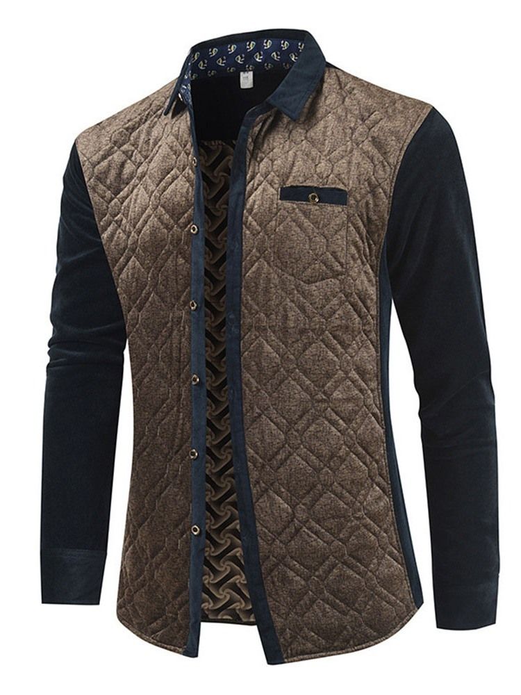 Veste D'automne Pour Hommes Avec Revers Et Patchwork À Blocs De Couleurs