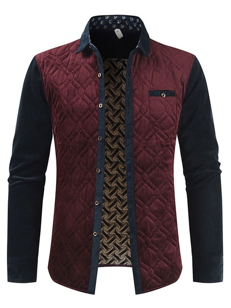 Veste D'automne Pour Hommes Avec Revers Et Patchwork À Blocs De Couleurs