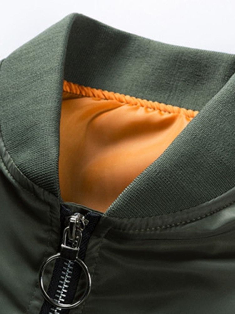 Veste Décontractée Pour Hommes Avec Fermeture Éclair À Col Montant Et Patchwork