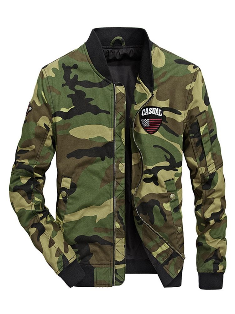 Veste Décontractée Pour Hommes Avec Fermeture À Glissière En Coton Camouflage