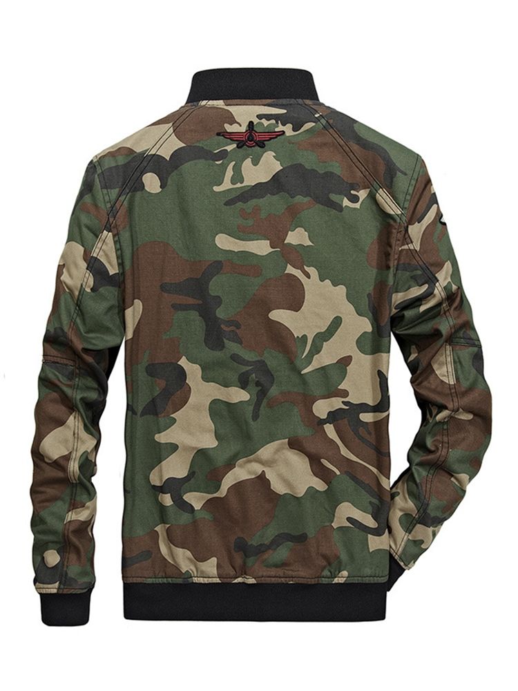 Veste Décontractée Pour Hommes Avec Fermeture À Glissière En Coton Camouflage