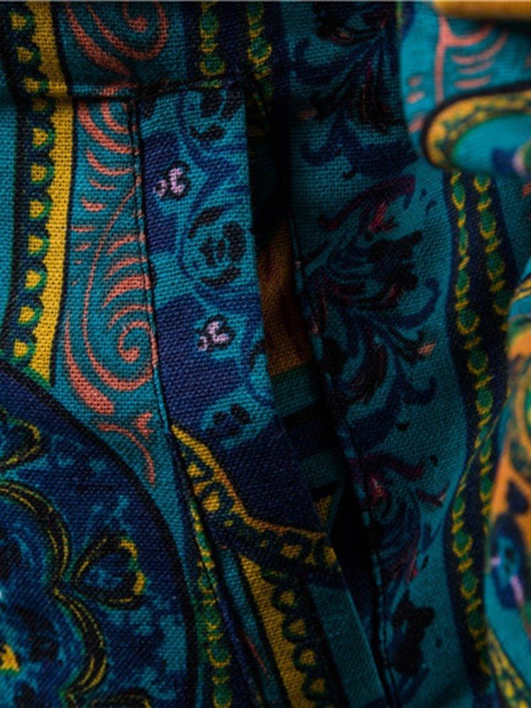 Veste Décontractée Pour Hommes À Fermeture À Glissière Imprimée À Motif Géométrique Bleu