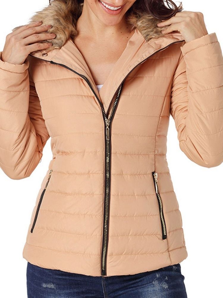 Veste D'hiver Standard À Manches Longues Et Fermeture Éclair Pour Femmes