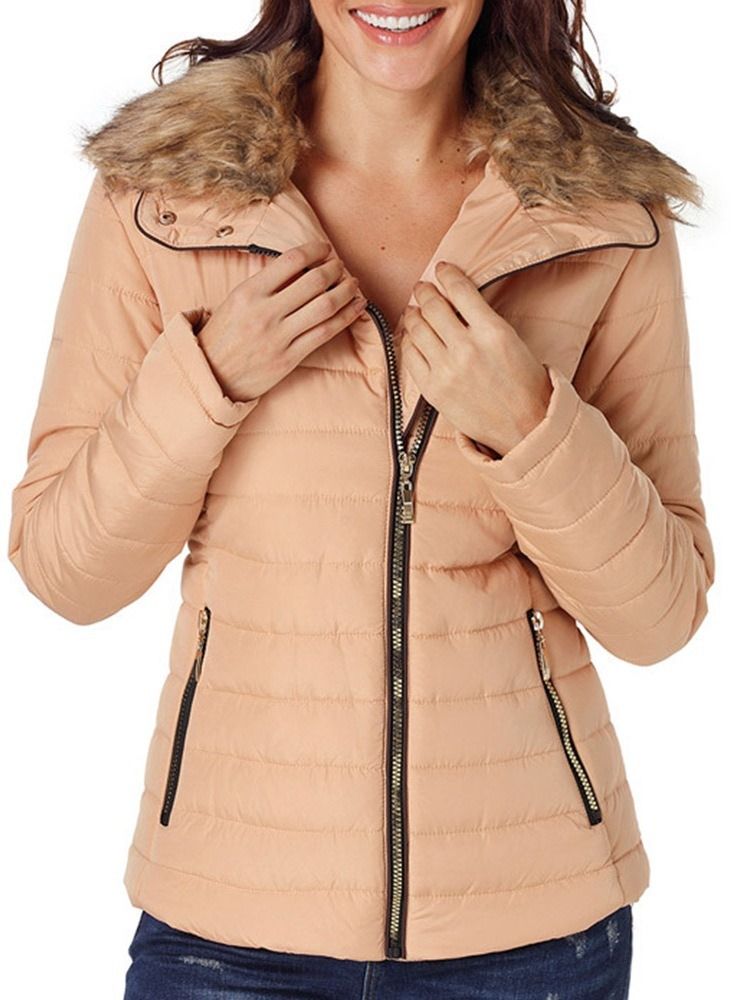 Veste D'hiver Standard À Manches Longues Et Fermeture Éclair Pour Femmes