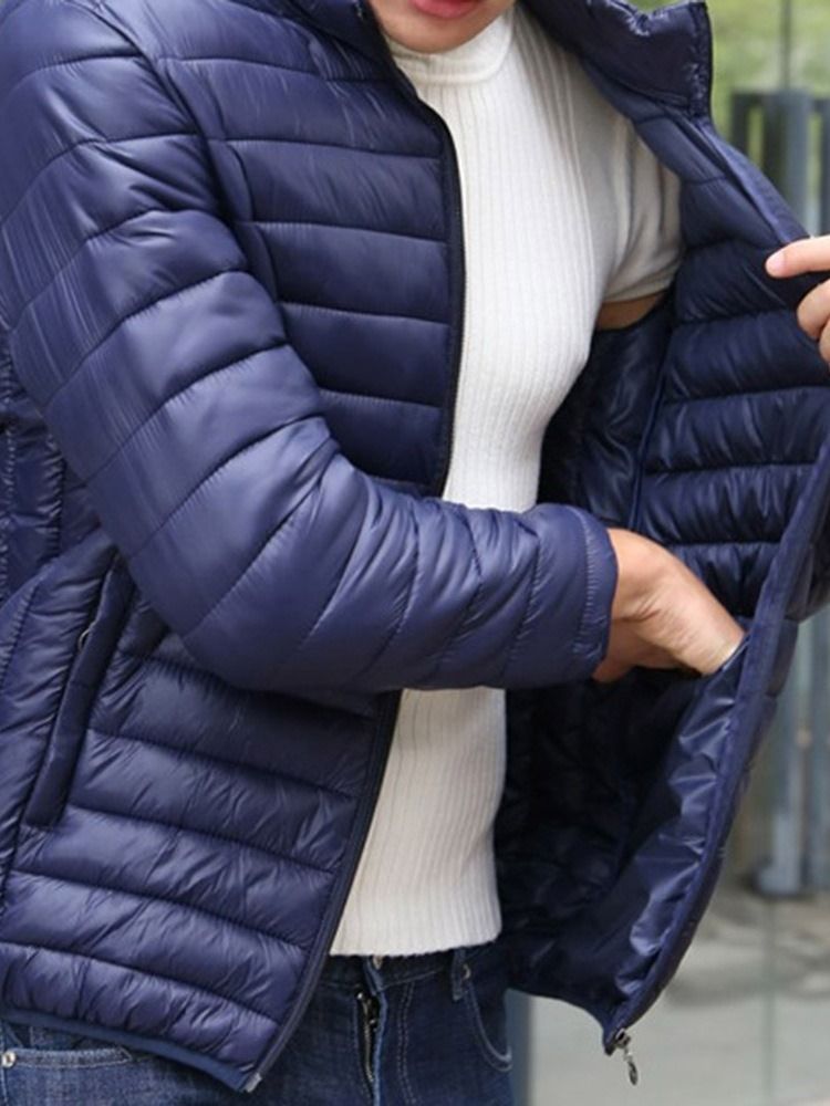 Veste En Duvet Décontractée Pour Hommes Avec Fermeture Éclair Unie À Col Montant