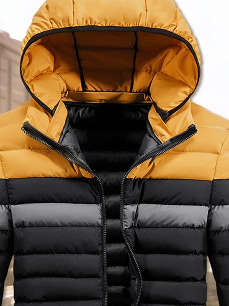 Veste En Duvet Pour Hommes Avec Blocs De Couleurs Et Fermeture Éclair Décontractée