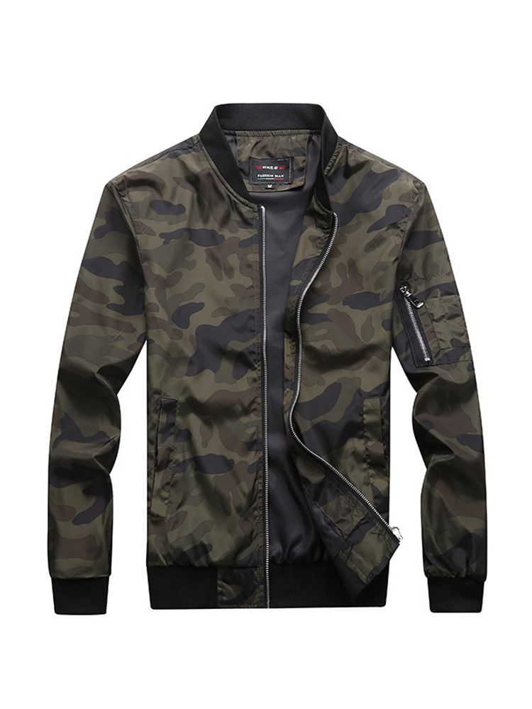 Veste Pour Homme À Col Montant Et Imprimé Camouflage