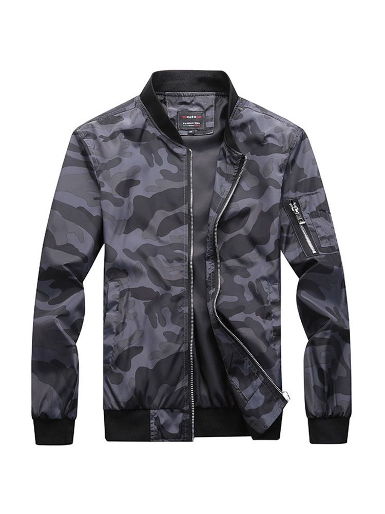 Veste Pour Homme À Col Montant Et Imprimé Camouflage