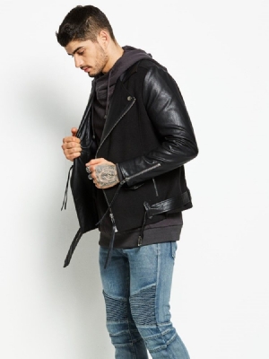 Veste Pour Homme En Pu À Revers Cranté