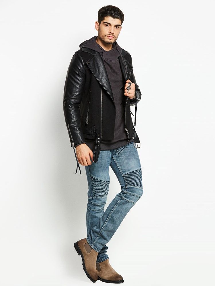 Veste Pour Homme En Pu À Revers Cranté