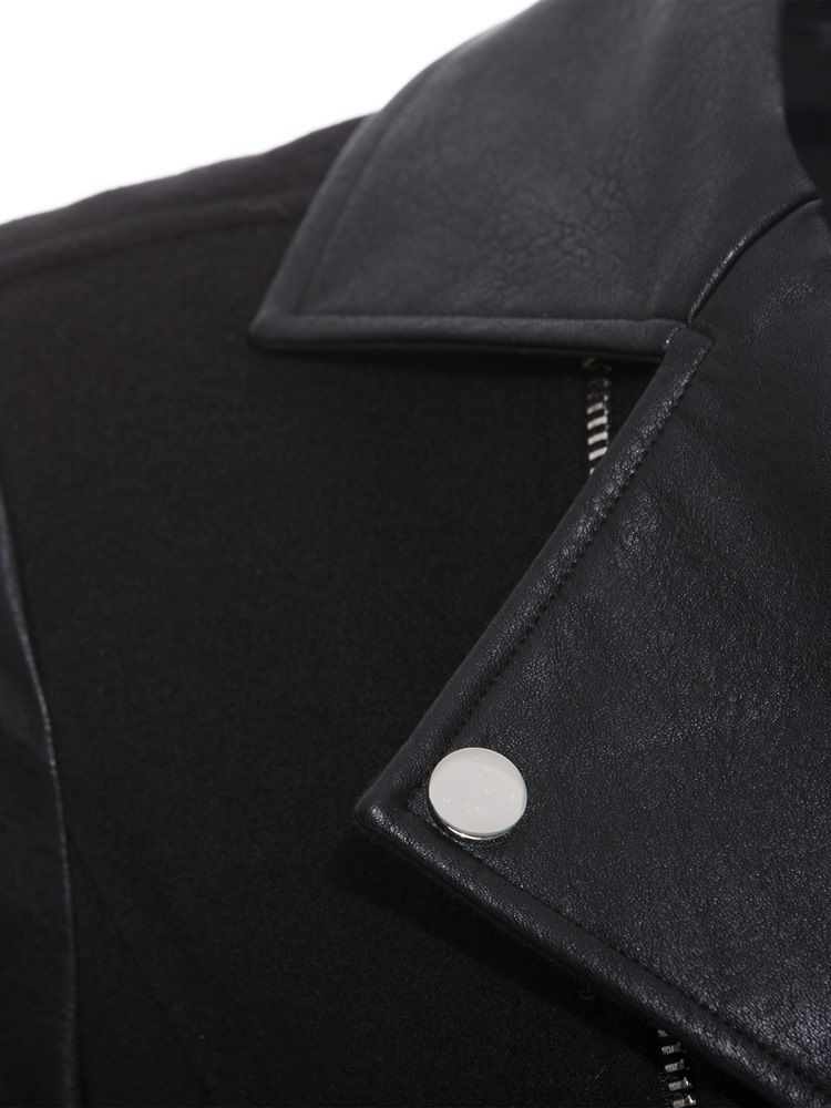 Veste Pour Homme En Pu À Revers Cranté