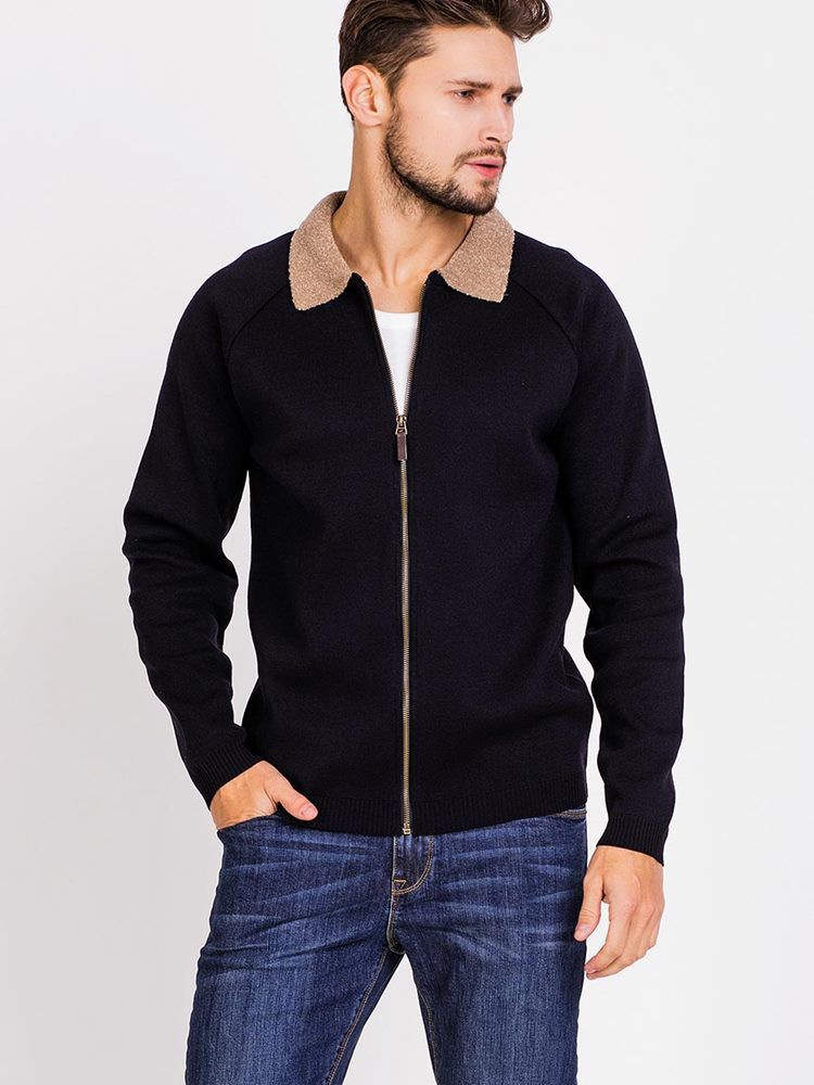 Veste Homme En Tricot Patchwork Zippée Vogue