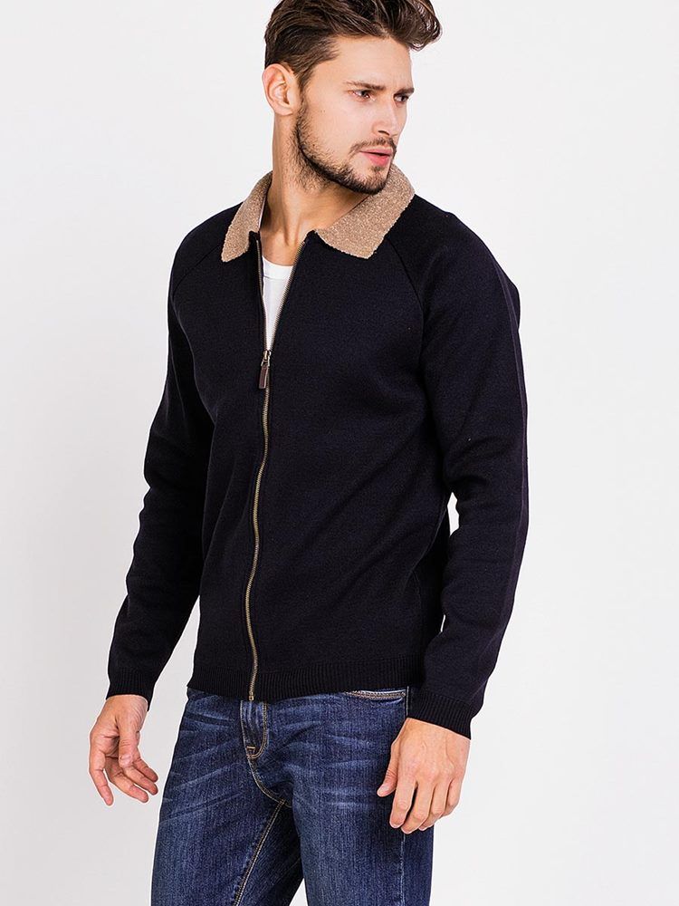 Veste Homme En Tricot Patchwork Zippée Vogue