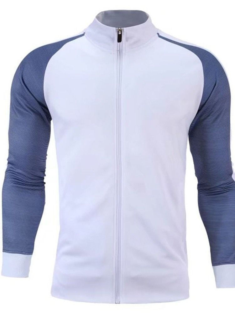 Veste Pour Hommes Avec Fermeture Éclair De Sport À Col Montant Et Patchwork