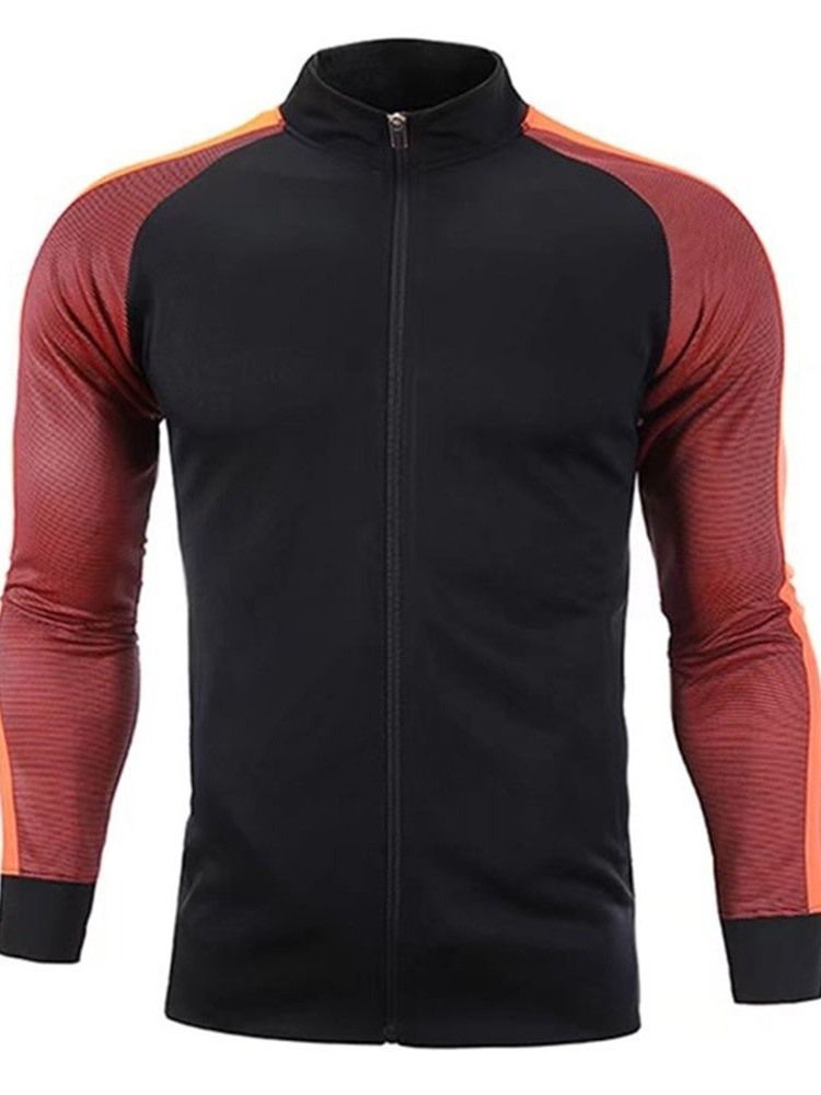 Veste Pour Hommes Avec Fermeture Éclair De Sport À Col Montant Et Patchwork