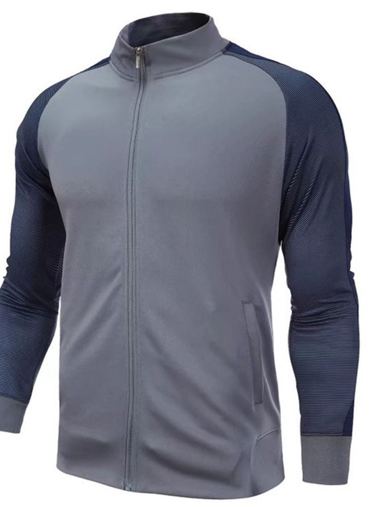 Veste Pour Hommes Avec Fermeture Éclair De Sport À Col Montant Et Patchwork