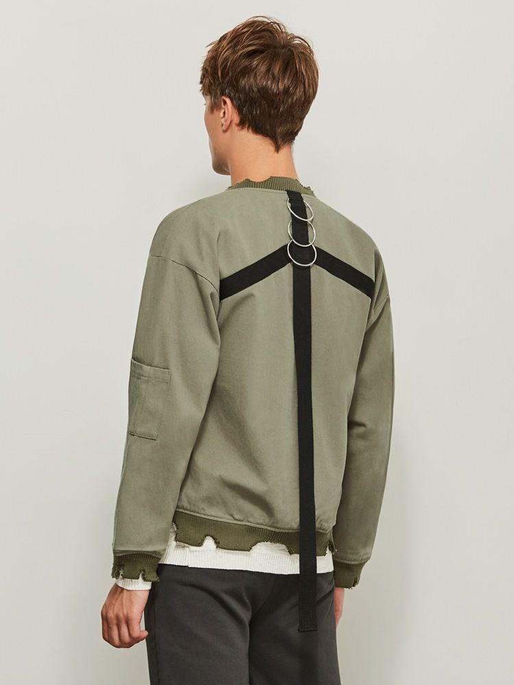 Veste Pour Hommes De Couleur Unie À Col Montant