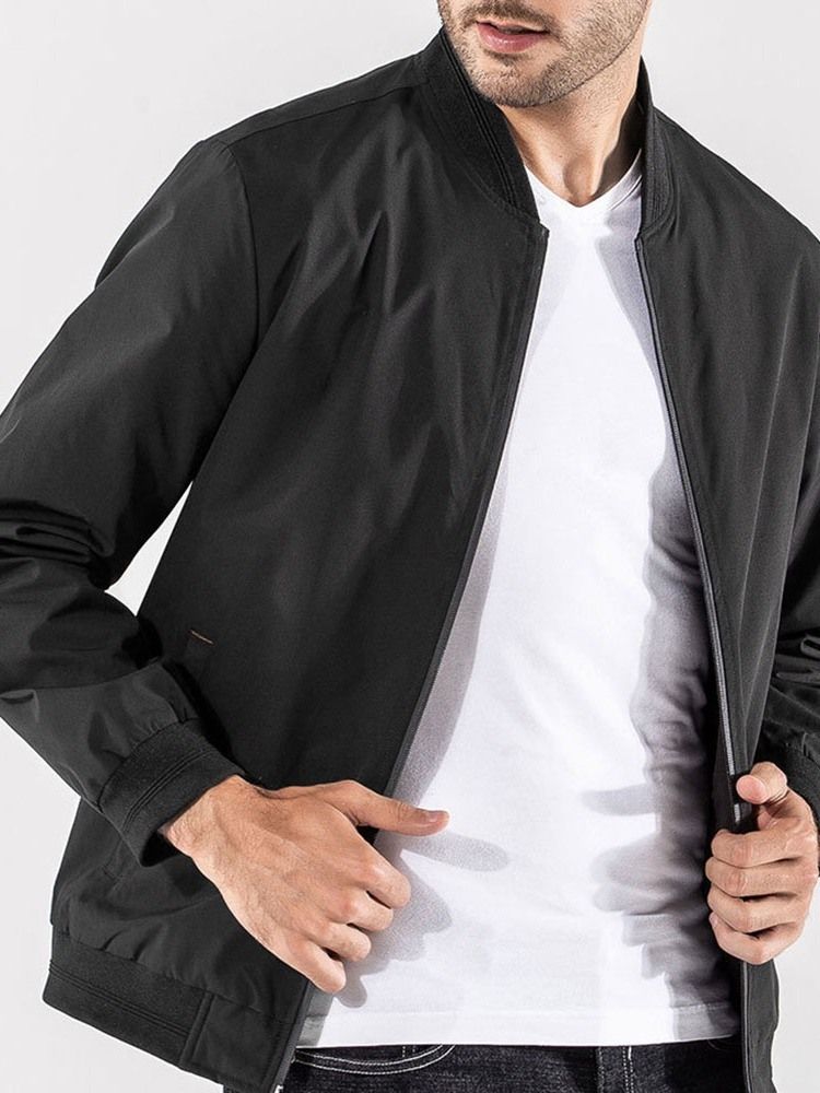 Veste Pour Hommes À Fermeture Éclair Décontractée Avec Blocs De Couleurs Et Patchwork