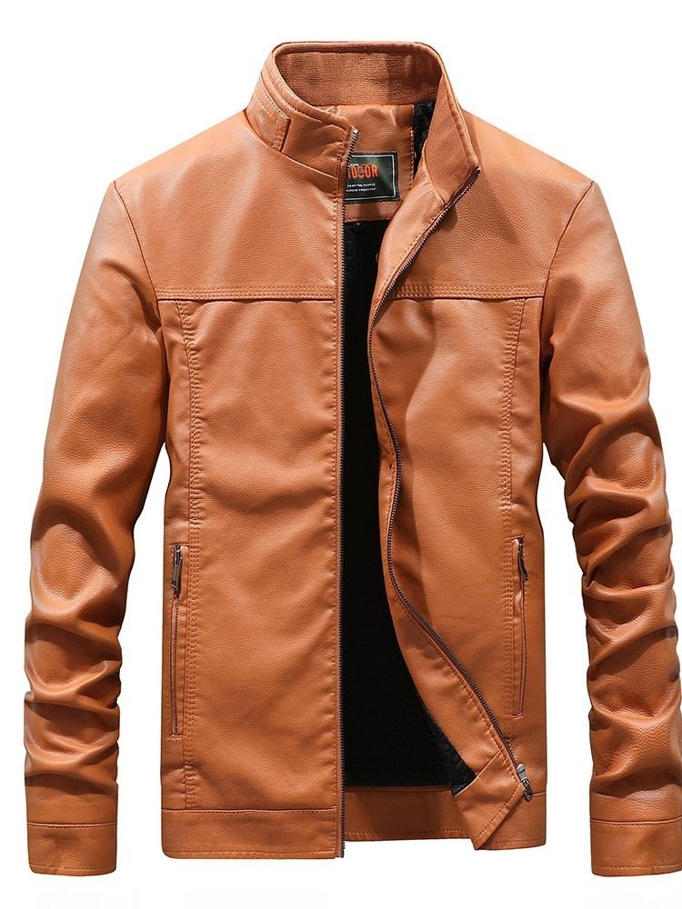 Veste Pour Hommes À Fermeture Éclair Unie À Col Montant