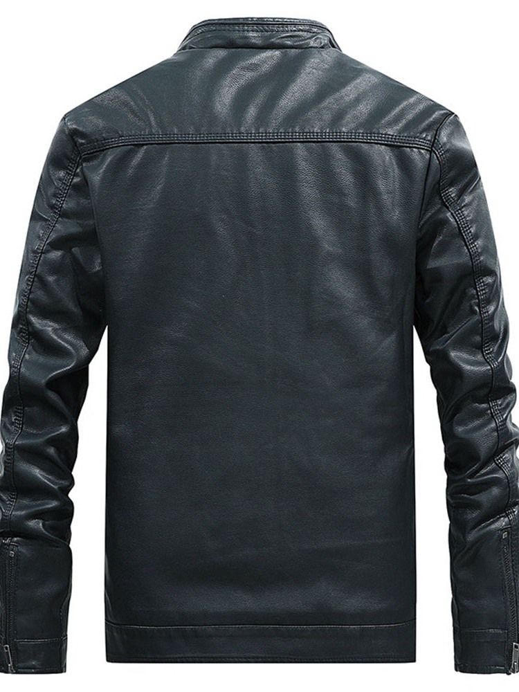 Veste Pour Hommes À Fermeture Éclair Unie À Col Montant