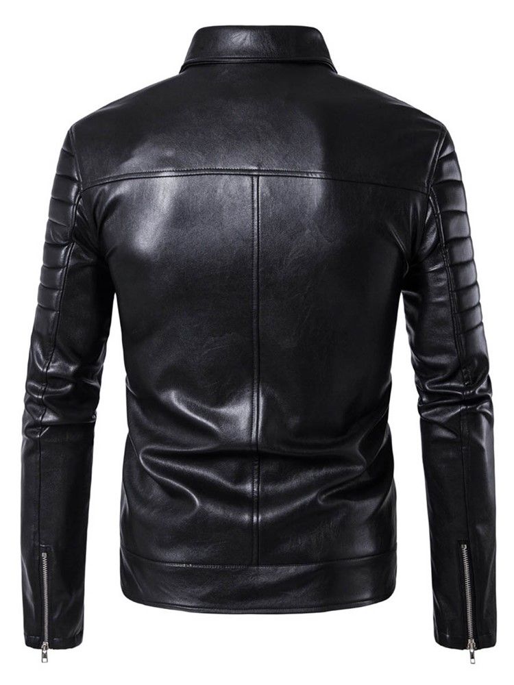 Veste Pour Hommes En Pu Vogue À Revers Multi-zip