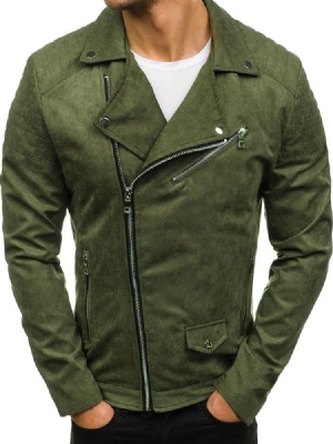 Veste Pour Hommes De Style À Glissière Unie À Revers