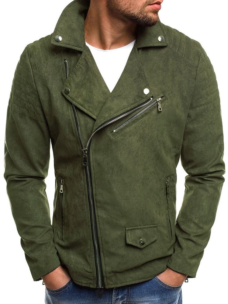 Veste Pour Hommes De Style À Glissière Unie À Revers