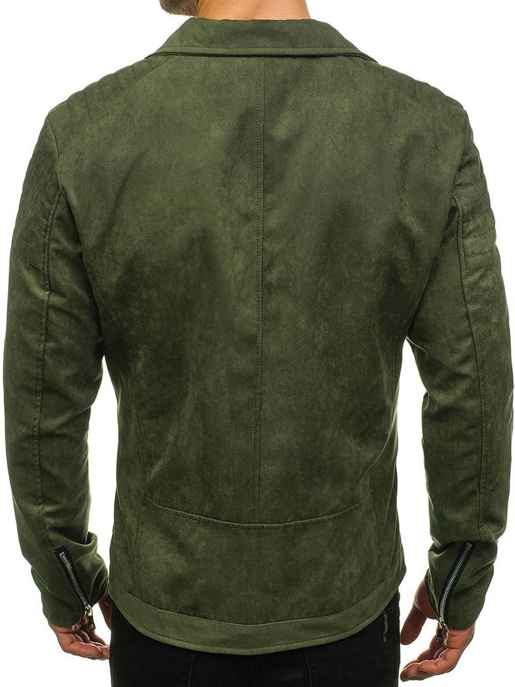 Veste Pour Hommes De Style À Glissière Unie À Revers