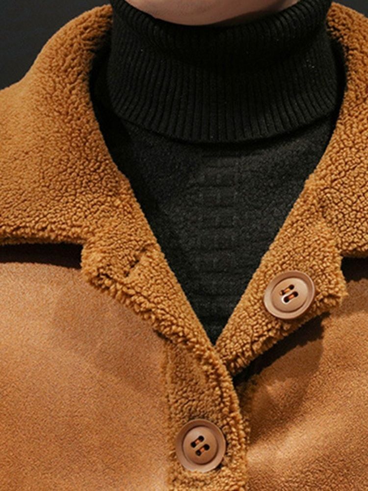 Veste Pour Hommes En Vrac De Style Épais À Revers De Couleur Unie