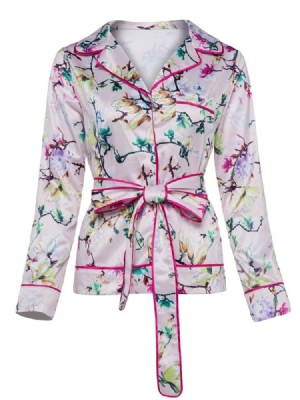 Veste À Imprimé Floral À Revers Cranté Pour Femme