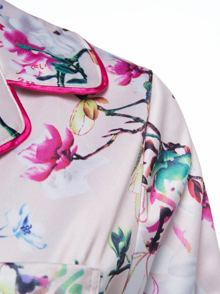 Veste À Imprimé Floral À Revers Cranté Pour Femme