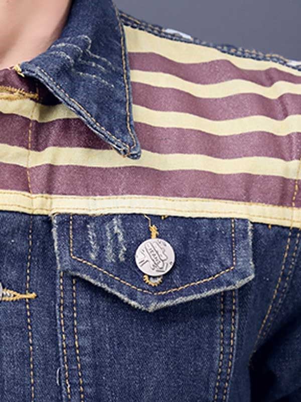 Veste En Jean À Imprimé Décontracté Pour Hommes