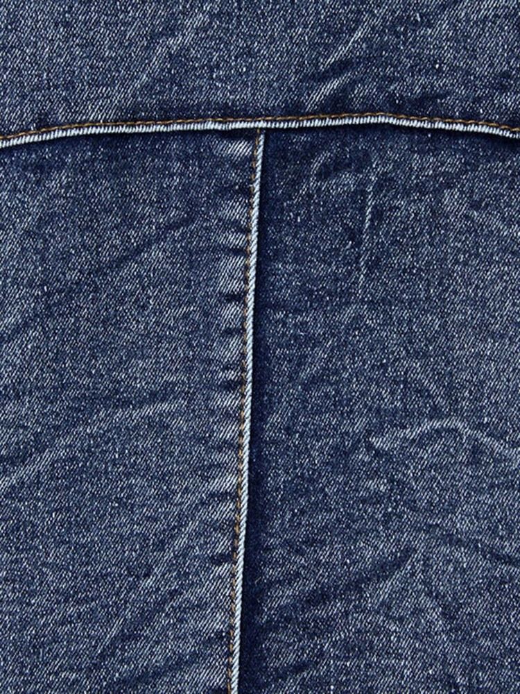 Veste En Jean Usée À Revers Mince Pour Femme