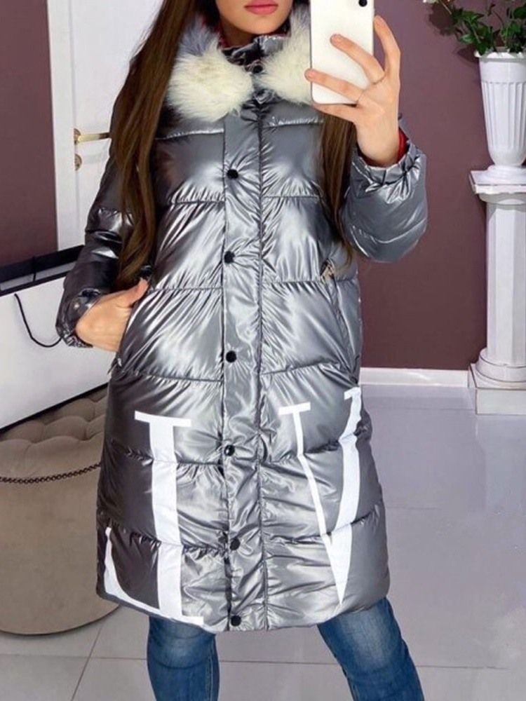 Veste Longue Matelassée En Coton Pour Femme Avec Poche Zippée