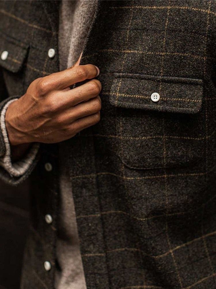 Veste De Printemps À Boutonnage Simple Avec Poche Et Revers Pour Hommes