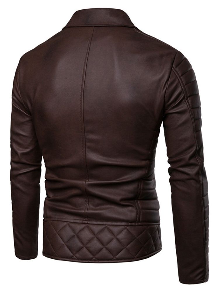 Veste En Pu Pour Hommes Plissée À Revers Mince