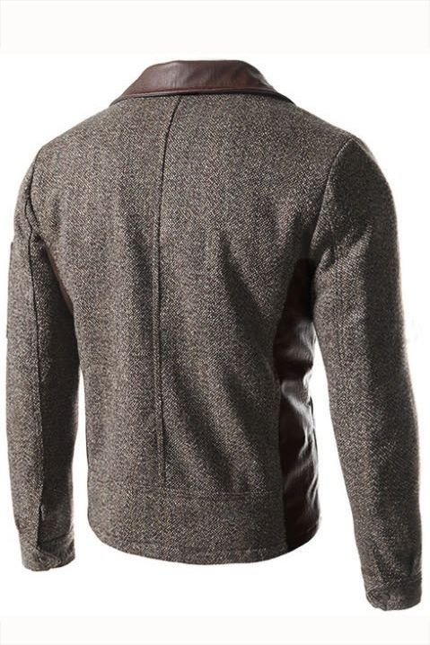 Veste En Pu À Manches Longues Et Zippée À Revers Cool Pour Hommes