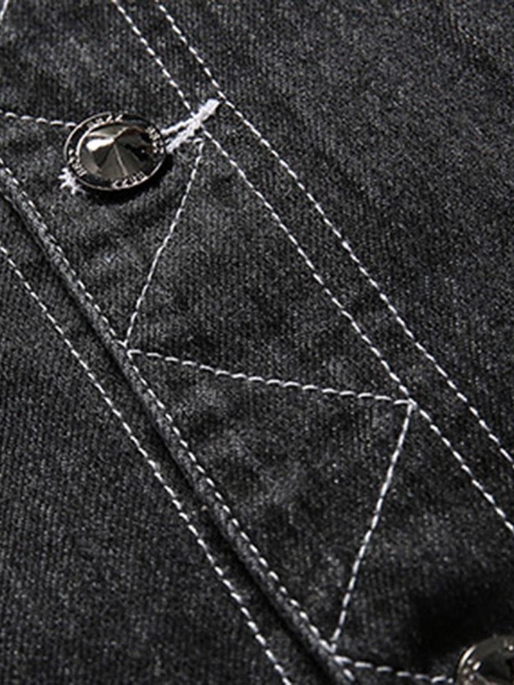 Veste À Simple Boutonnage Décontractée En Molleton Artificiel Patchwork Pour Hommes