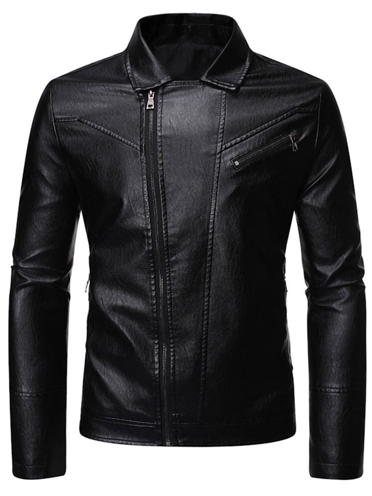 Veste Simple Pour Hommes Avec Fermeture Éclair À Revers Unie