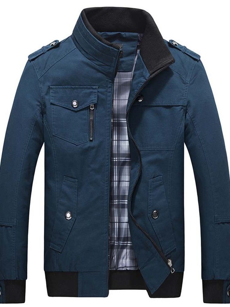 Veste Slim Pour Hommes À Col Roulé Et Poches Color Block