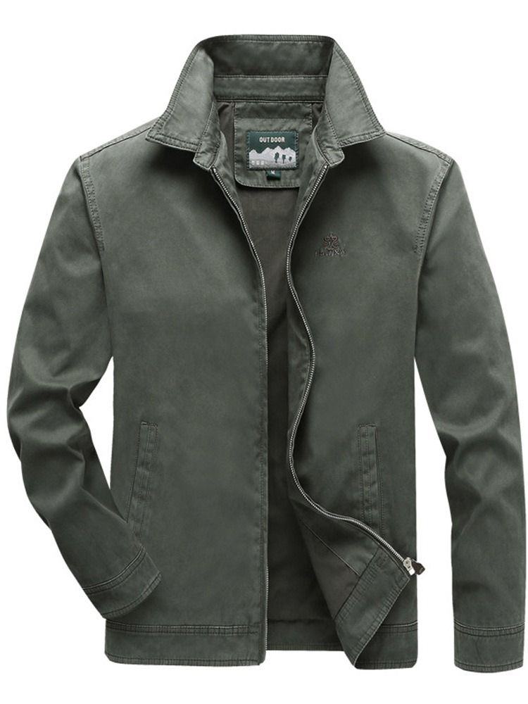 Veste Slim Pour Hommes À Fermeture Éclair Unie À Revers