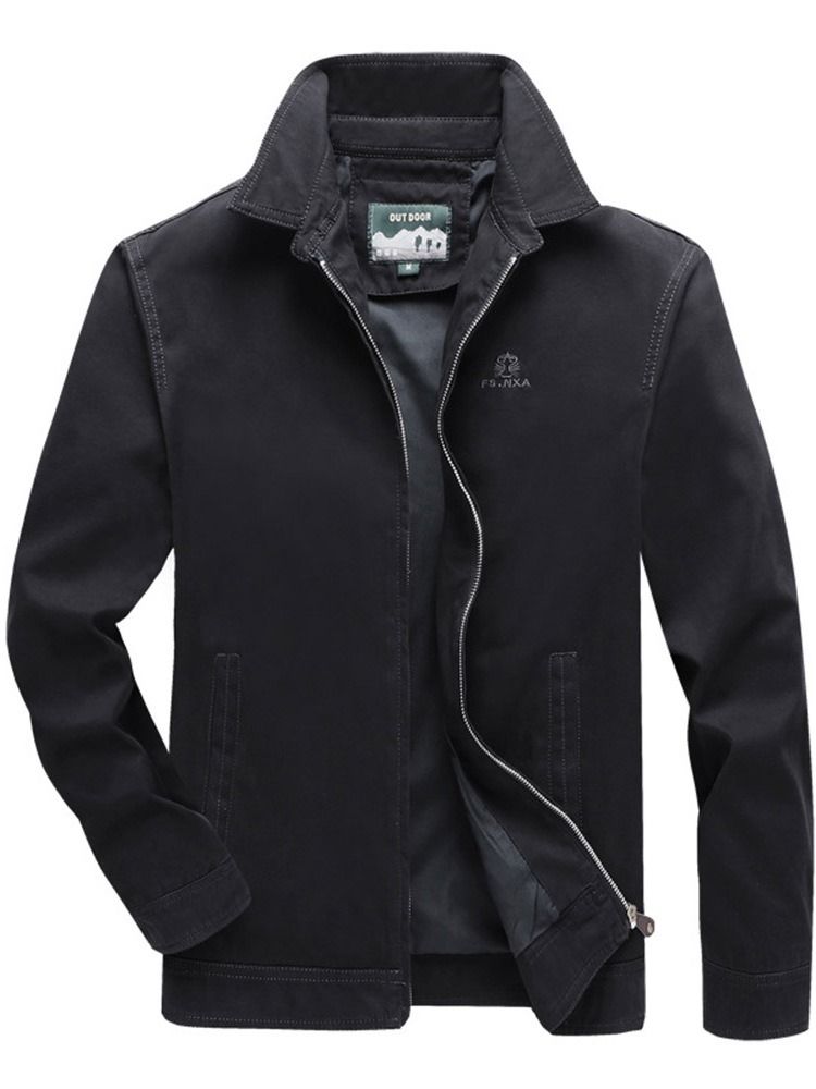 Veste Slim Pour Hommes À Fermeture Éclair Unie À Revers