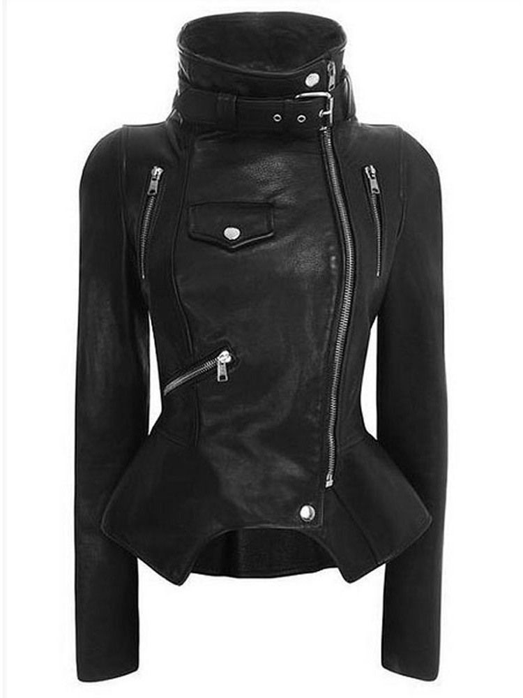 Veste Slim Standard Pu Noir Pour Femme