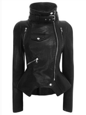 Veste Slim Standard Pu Noir Pour Femme